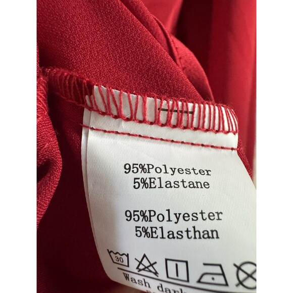 GRACE KARIN Satin Blouse Wide Lapel V Neck Long Sleeve NWT red XL classic office - Picture 11 of 12